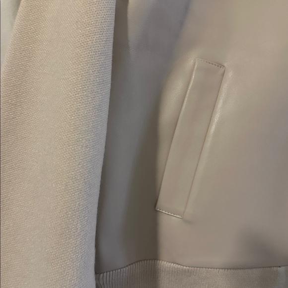Celine Beige Bomber Jacket/sweater for Women , chest is faux leather! - Picture 2 of 5